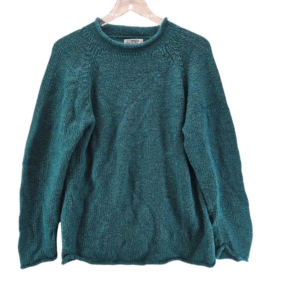 Vintage Mexicali Blues Sweater Alpaca Wool Teal Green Womens Large Medium Peru - Picture 1 of 8